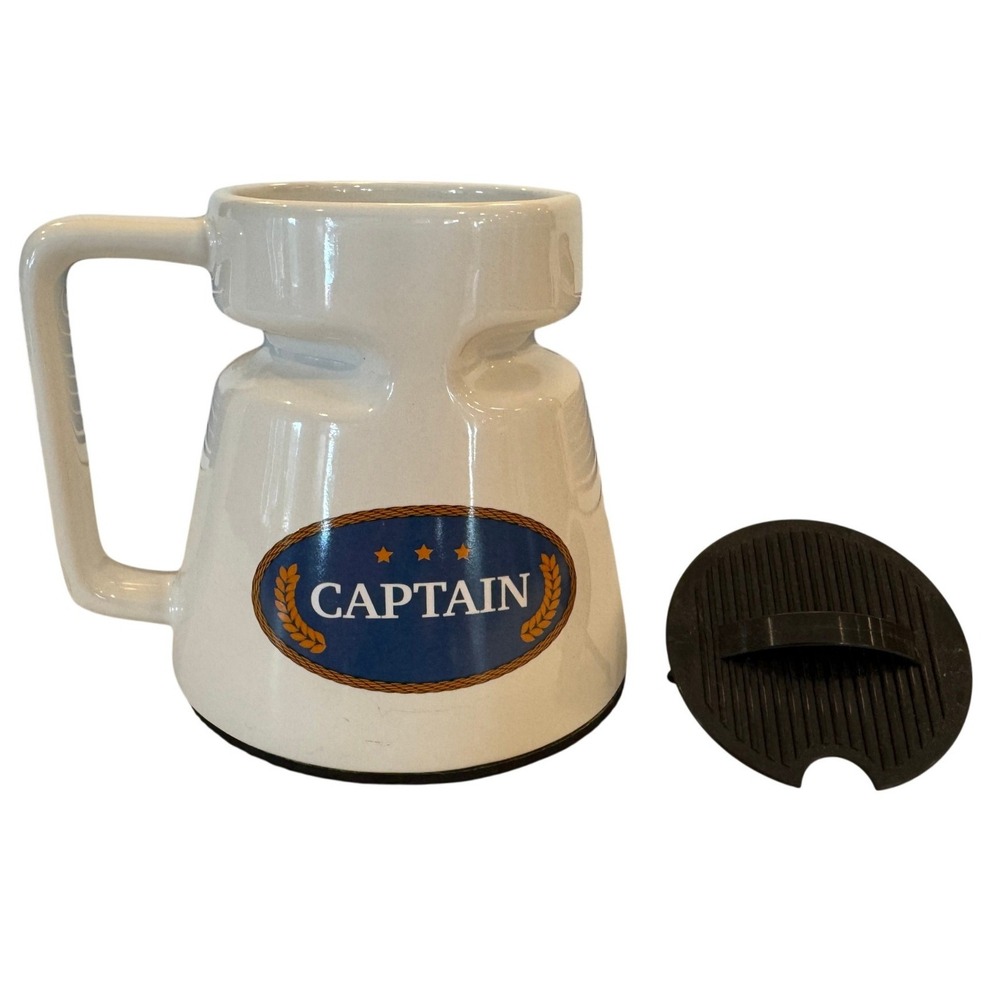 Galleyware Company Captain Non-Tip Nautical Ceramic Mug with Splash Guard Lid